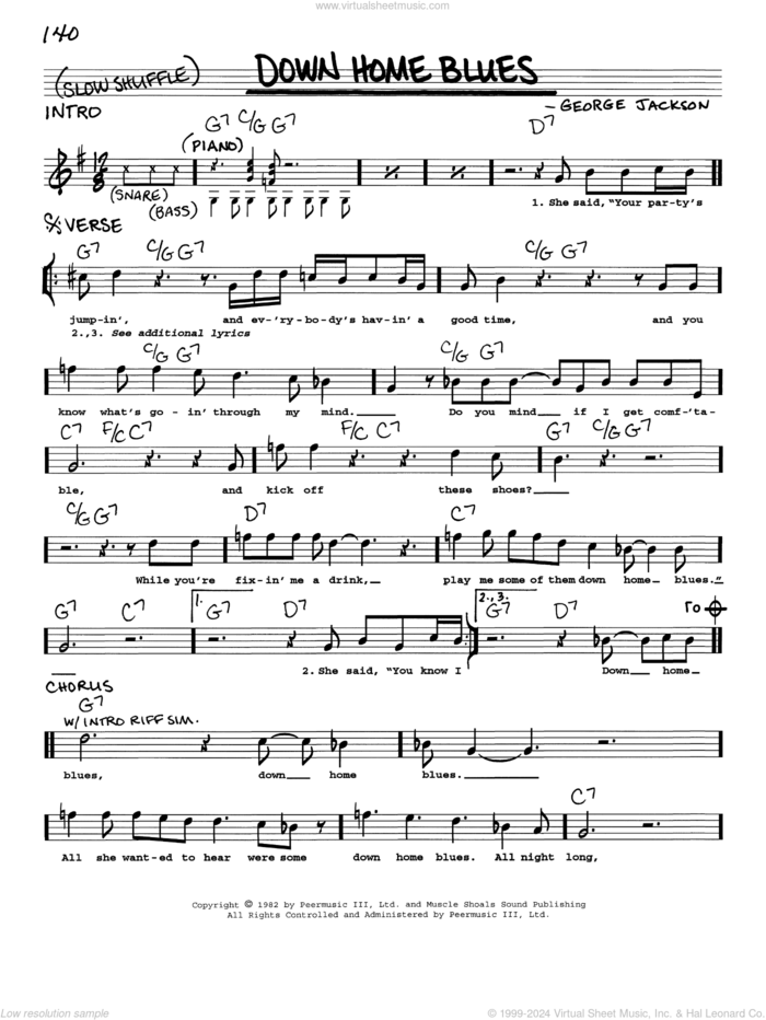 Down Home Blues sheet music for voice and other instruments (real book with lyrics) by George Jackson, intermediate skill level