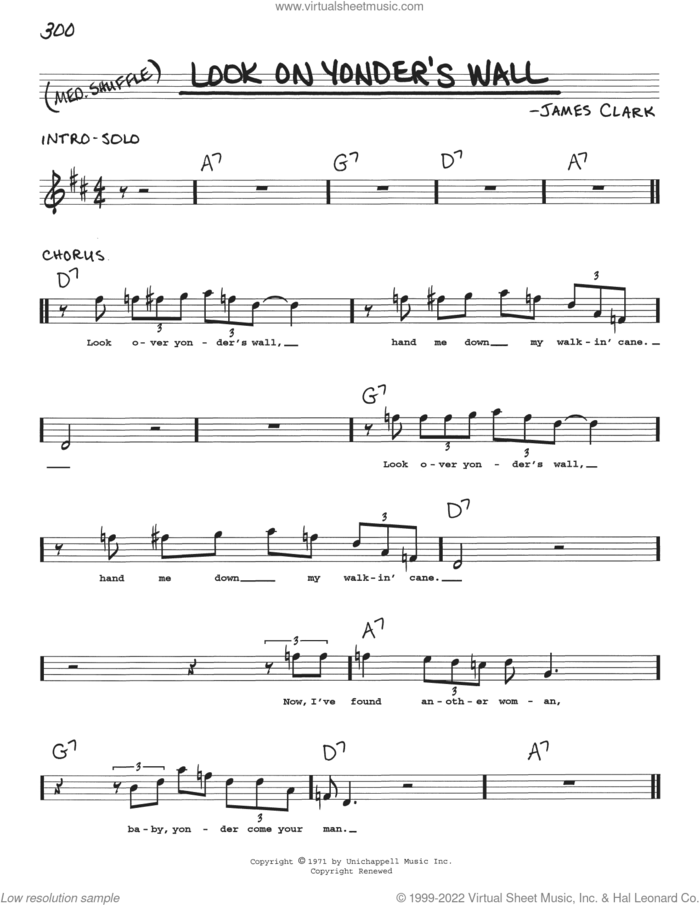 Look On Yonder's Wall sheet music for voice and other instruments (real book with lyrics) by James Clark, intermediate skill level