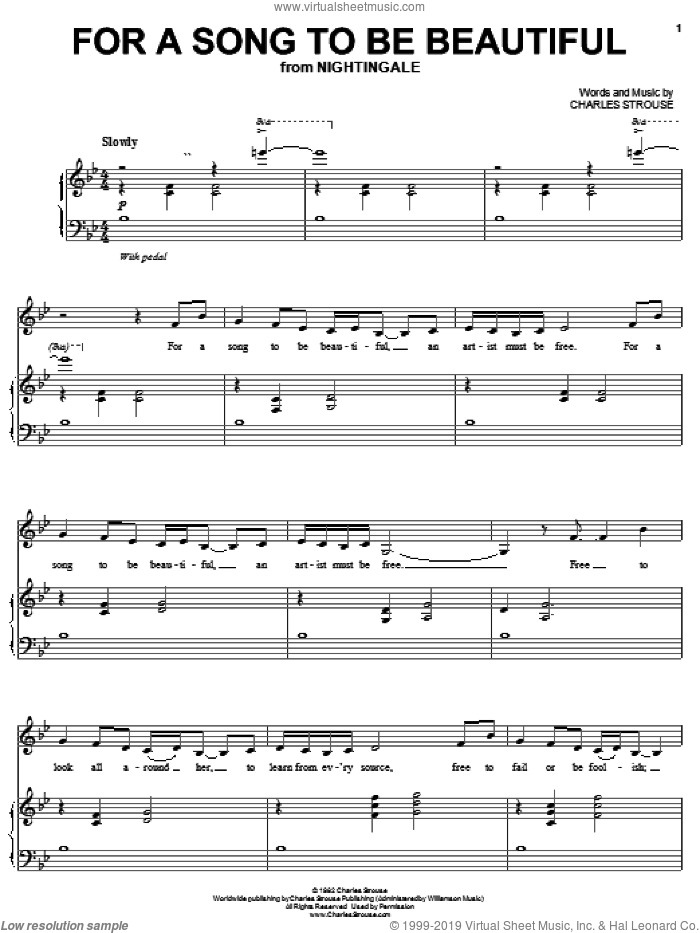 For A Song To Be Beautiful sheet music for voice, piano or guitar by Charles Strouse, intermediate skill level