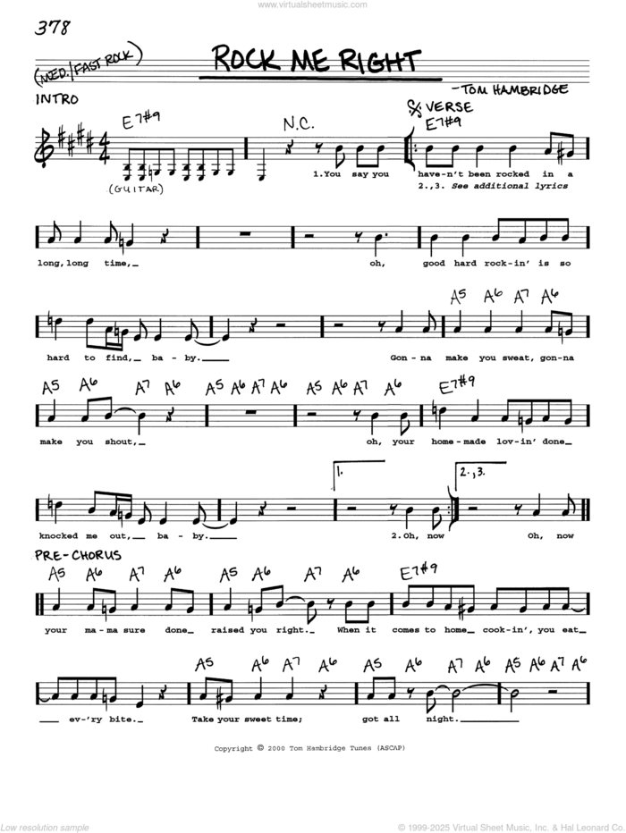 Rock Me Right sheet music for voice and other instruments (real book with lyrics) by Susan Tedeschi and Tom Hambridge, intermediate skill level