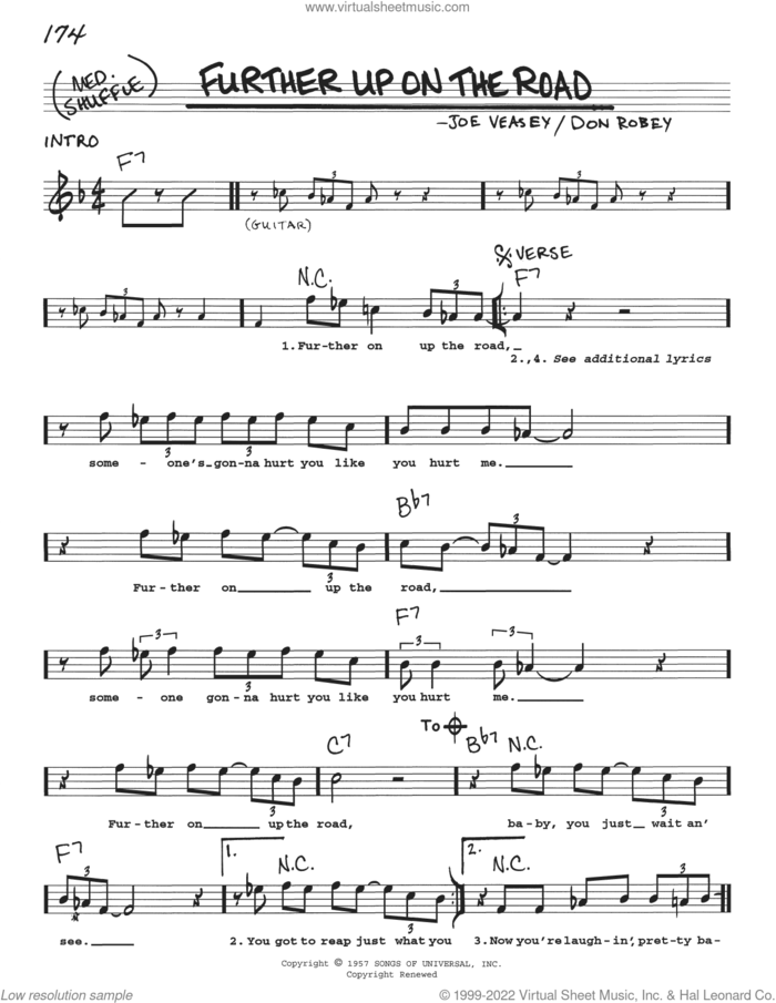 Further On Up The Road sheet music for voice and other instruments (real book with lyrics) by Eric Clapton, Don Robey and Joe Veasey, intermediate skill level