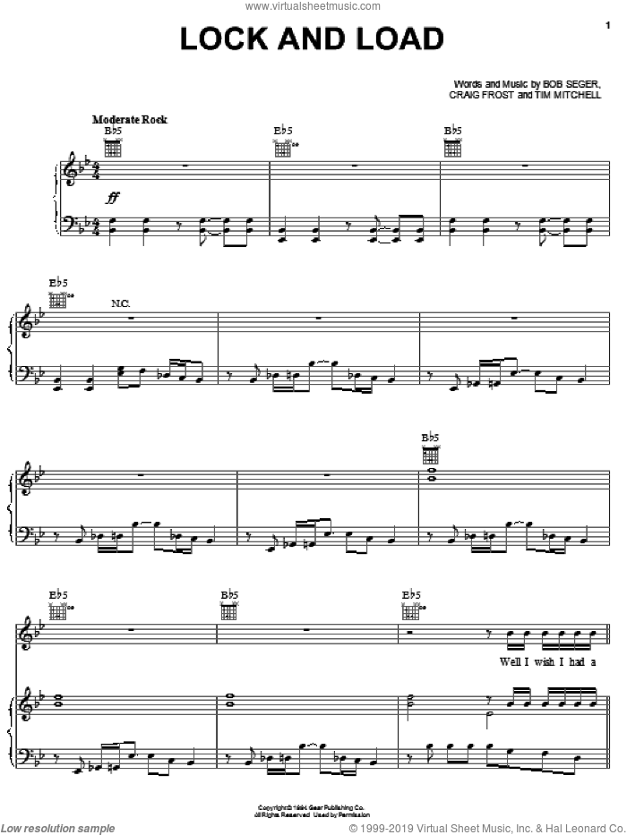 Lock And Load sheet music for voice, piano or guitar by Bob Seger, Craig Frost and Tim Mitchell, intermediate skill level