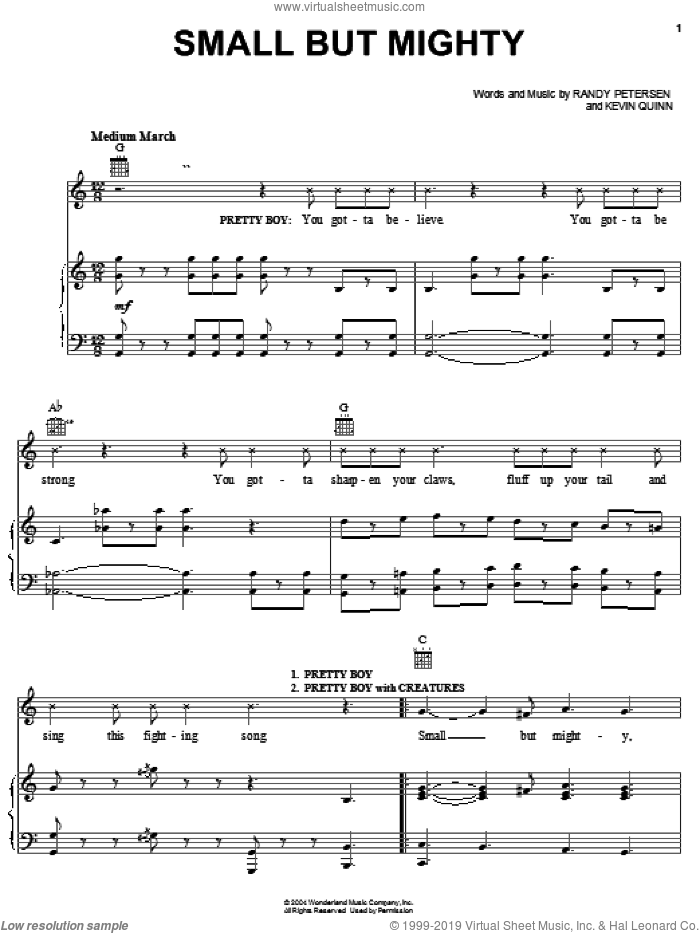 Small But Mighty sheet music for voice, piano or guitar by Randy Petersen and Kevin Quinn, intermediate skill level