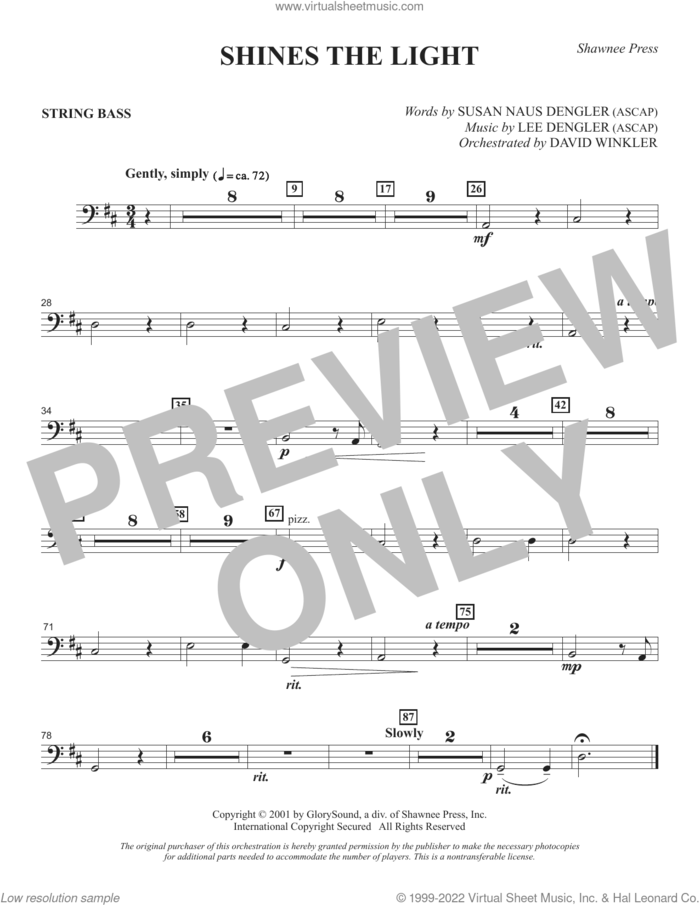 Shines The Light sheet music for orchestra/band (string bass) by Lee Dengler and Susan Naus Dengler, intermediate skill level