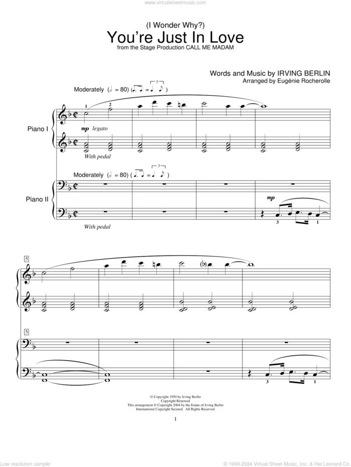 (I Wonder Why?) You're Just In Love sheet music for two pianos by Irving Berlin and Miscellaneous, intermediate duet