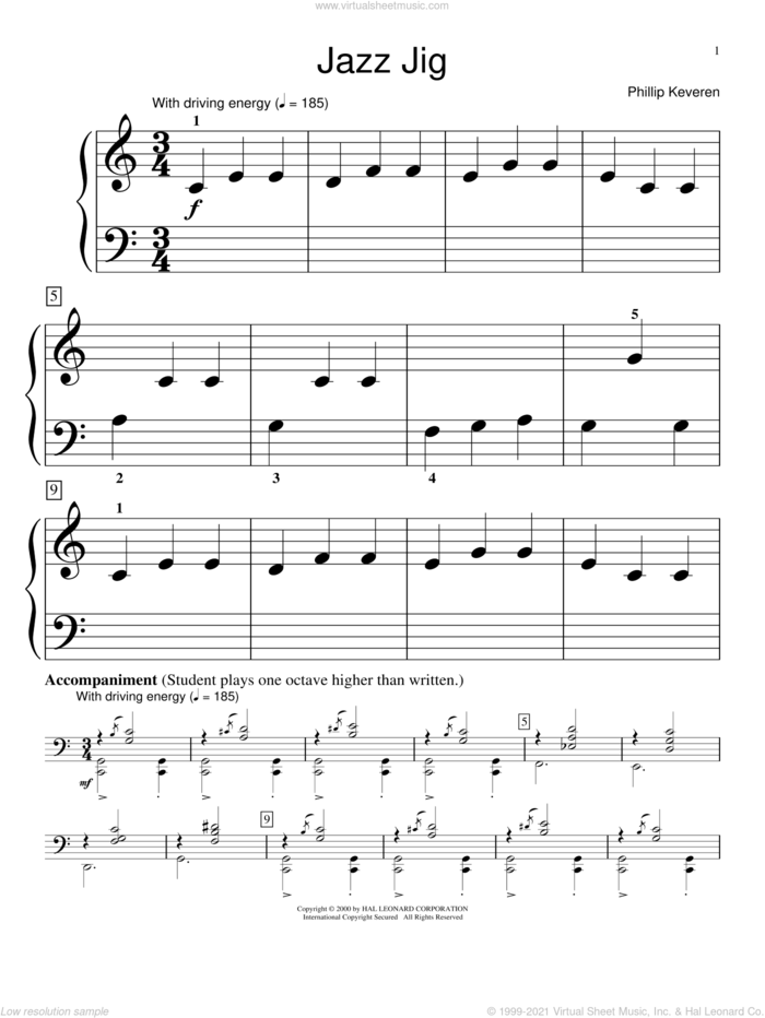 Jazz Jig sheet music for piano solo (elementary) by Phillip Keveren and Miscellaneous, beginner piano (elementary)