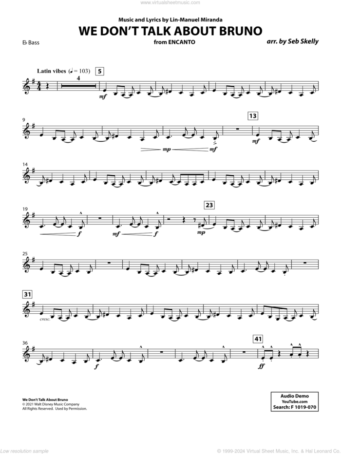 We Don't Talk About Bruno (from Encanto) (arr. Seb Skelly) sheet music for brass quintet (Eb bass t.c.) by Lin-Manuel Miranda and Seb Skelly, intermediate skill level