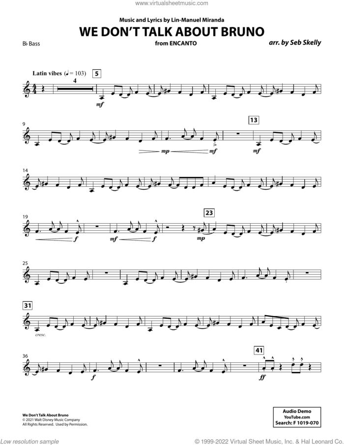 We Don't Talk About Bruno (from Encanto) (arr. Seb Skelly) sheet music for brass quintet (Bb bass t.c.) by Lin-Manuel Miranda and Seb Skelly, intermediate skill level