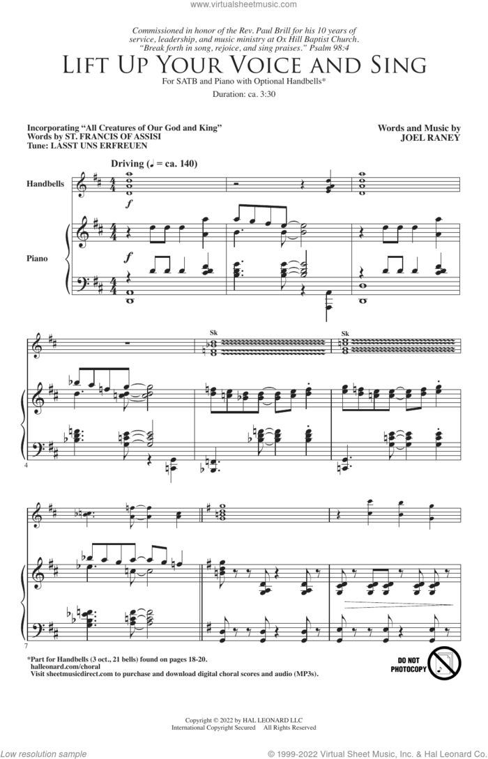 Lift Up Your Voice And Sing sheet music for choir (SATB: soprano, alto, tenor, bass) by Joel Raney, intermediate skill level