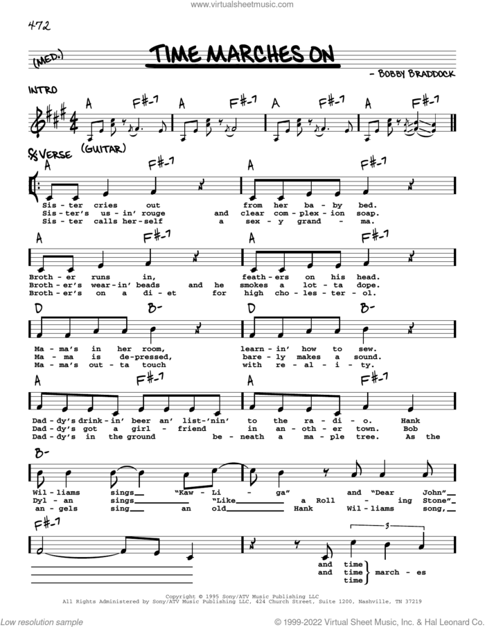 Time Marches On sheet music for voice and other instruments (real book with lyrics) by Tracy Lawrence and Bobby Braddock, intermediate skill level