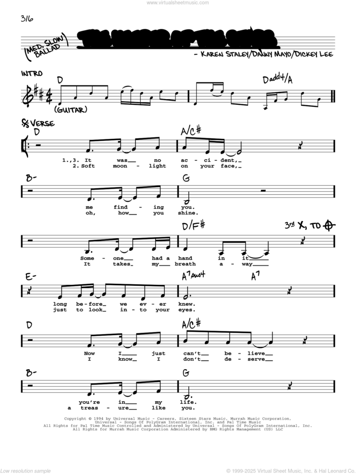 The Keeper Of The Stars sheet music for voice and other instruments (real book with lyrics) by Tracy Byrd, Danny Mayo, Dickey Lee and Karen Staley, intermediate skill level