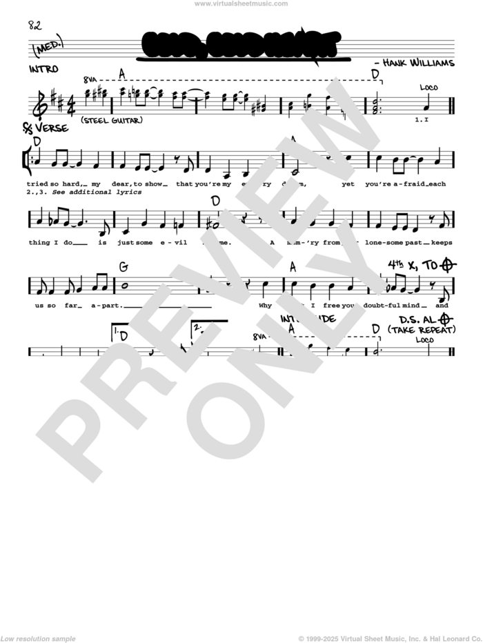 Cold, Cold Heart sheet music for voice and other instruments (real book with lyrics) by Hank Williams and Tony Bennett, intermediate skill level