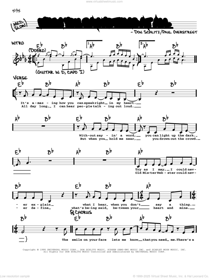 When You Say Nothing At All sheet music for voice and other instruments (real book with lyrics) by Alison Krauss & Union Station, Keith Whitley, Don Schlitz and Paul Overstreet, intermediate skill level