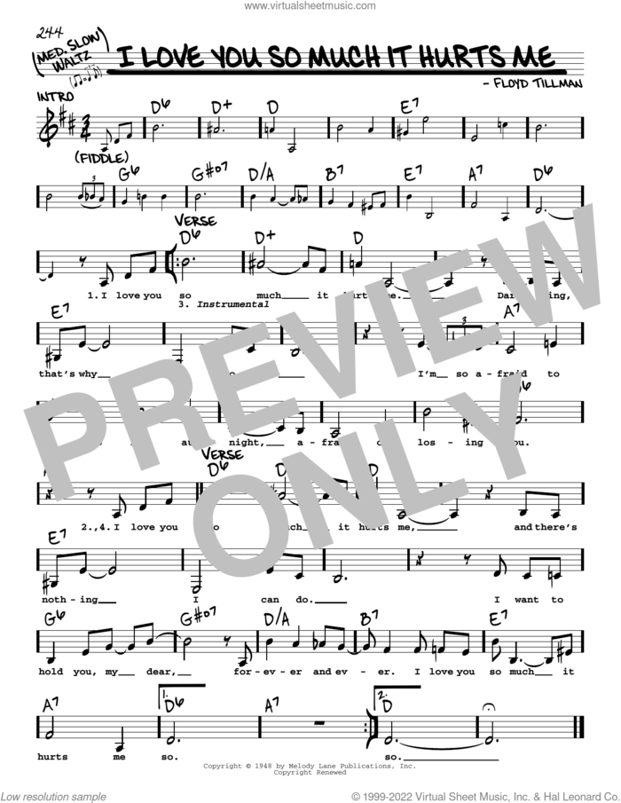 I Love You So Much It Hurts Me sheet music for voice and other instruments (real book with lyrics) by Patsy Cline, Jimmy Wakely and Floyd Tillman, intermediate skill level