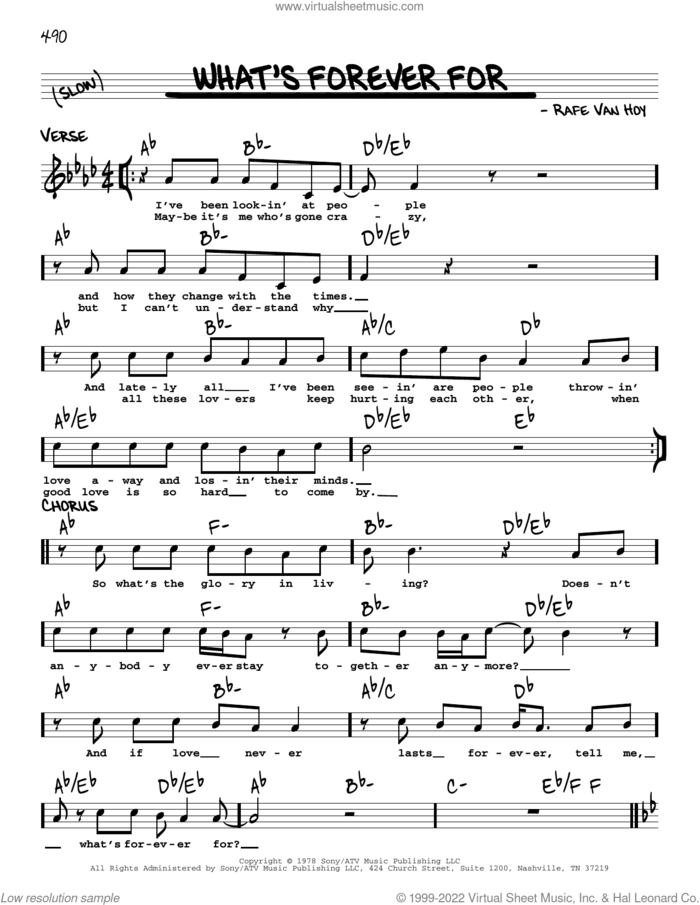 What's Forever For sheet music for voice and other instruments (real book with lyrics) by Michael Martin Murphey and Rafe VanHoy, intermediate skill level