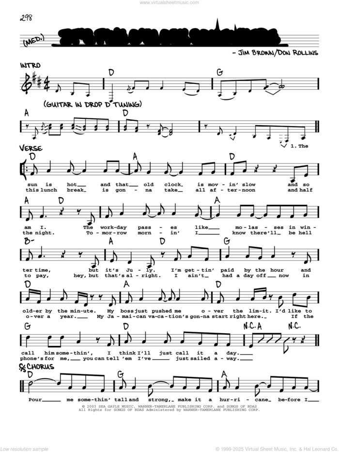 It's Five O'Clock Somewhere sheet music for voice and other instruments (real book with lyrics) by Alan Jackson & Jimmy Buffett, Don Rollins and Jim Brown, intermediate skill level