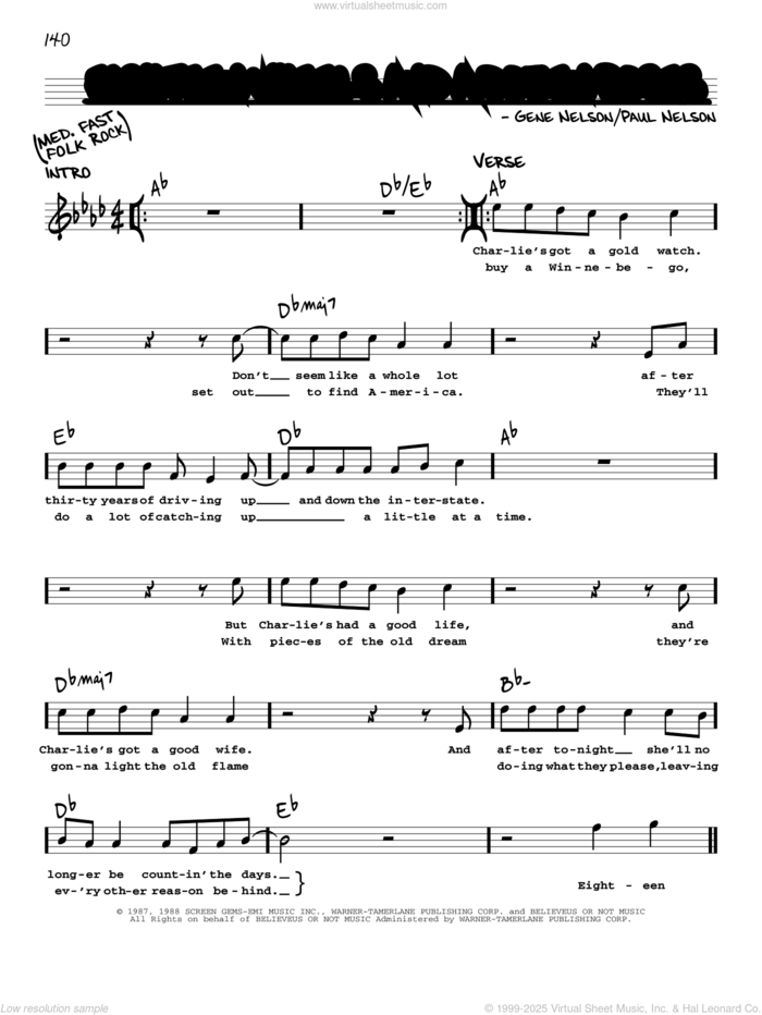 Eighteen Wheels And A Dozen Roses sheet music for voice and other instruments (real book with lyrics) by Kathy Mattea, Gene Nelson and Paul Nelson, intermediate skill level