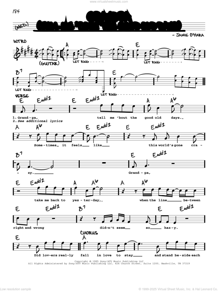 Grandpa (Tell Me 'Bout The Good Old Days) sheet music for voice and other instruments (real book with lyrics) by The Judds, intermediate skill level