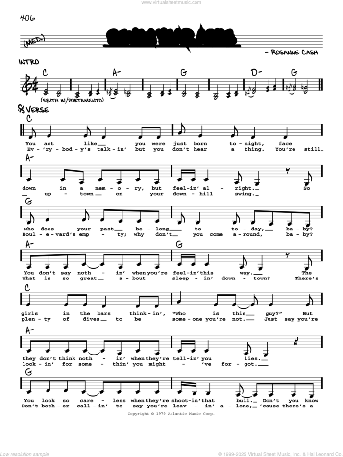 Seven Year Ache sheet music for voice and other instruments (real book with lyrics) by Rosanne Cash, intermediate skill level