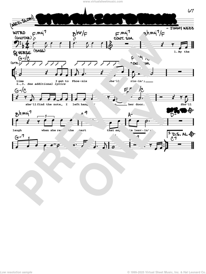 By The Time I Get To Phoenix sheet music for voice and other instruments (real book with lyrics) by Glen Campbell, Isaac Hayes and Jimmy Webb, intermediate skill level