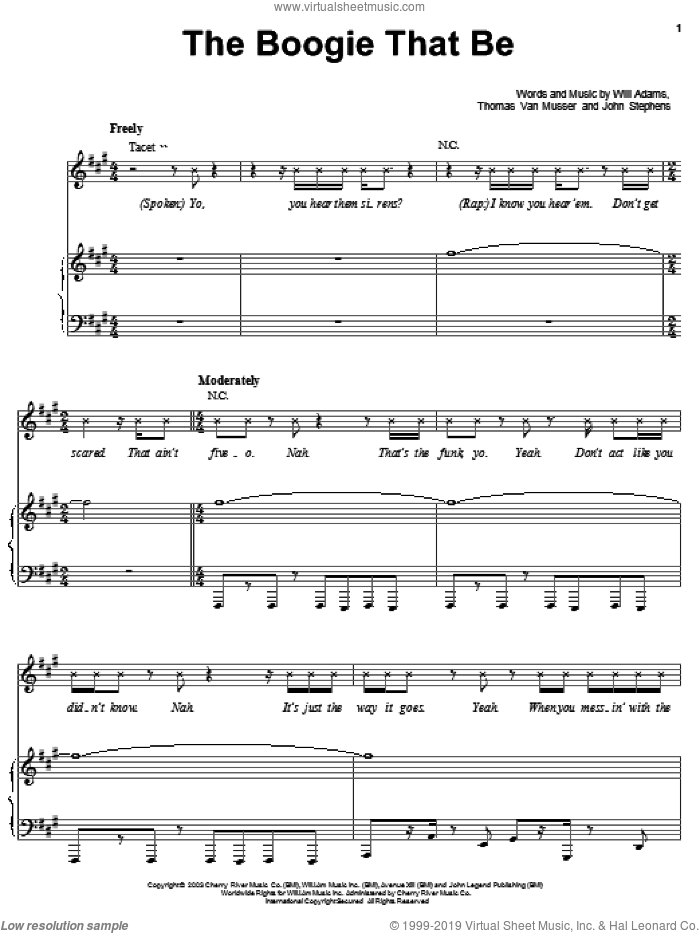 The Boogie That Be sheet music for voice, piano or guitar by Black Eyed Peas, John Stephens, Thomas Van Musser and Will Adams, intermediate skill level