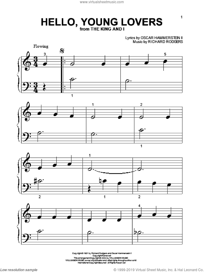 Hello, Young Lovers sheet music for piano solo (big note book) by Rodgers & Hammerstein, Stevie Wonder, The King And I (Musical), Oscar II Hammerstein and Richard Rodgers, easy piano (big note book)