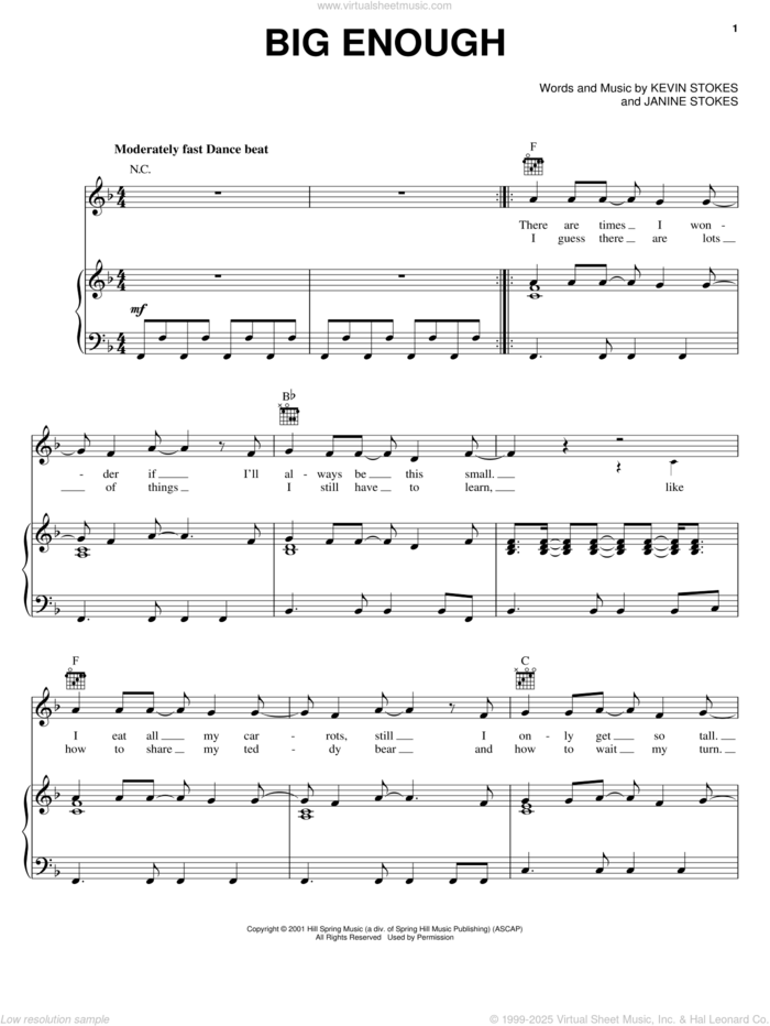 Big Enough sheet music for voice, piano or guitar by Kevin Stokes and Janine Stokes, intermediate skill level