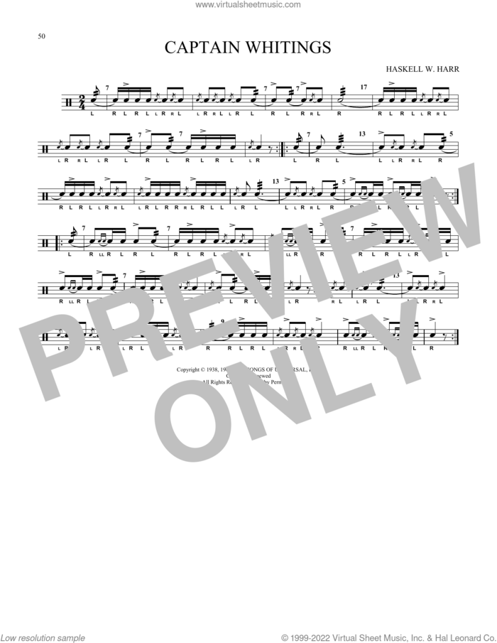 Captain Whitings sheet music for Snare Drum Solo (percussions, drums) by Haskell W. Harr, classical score, intermediate skill level