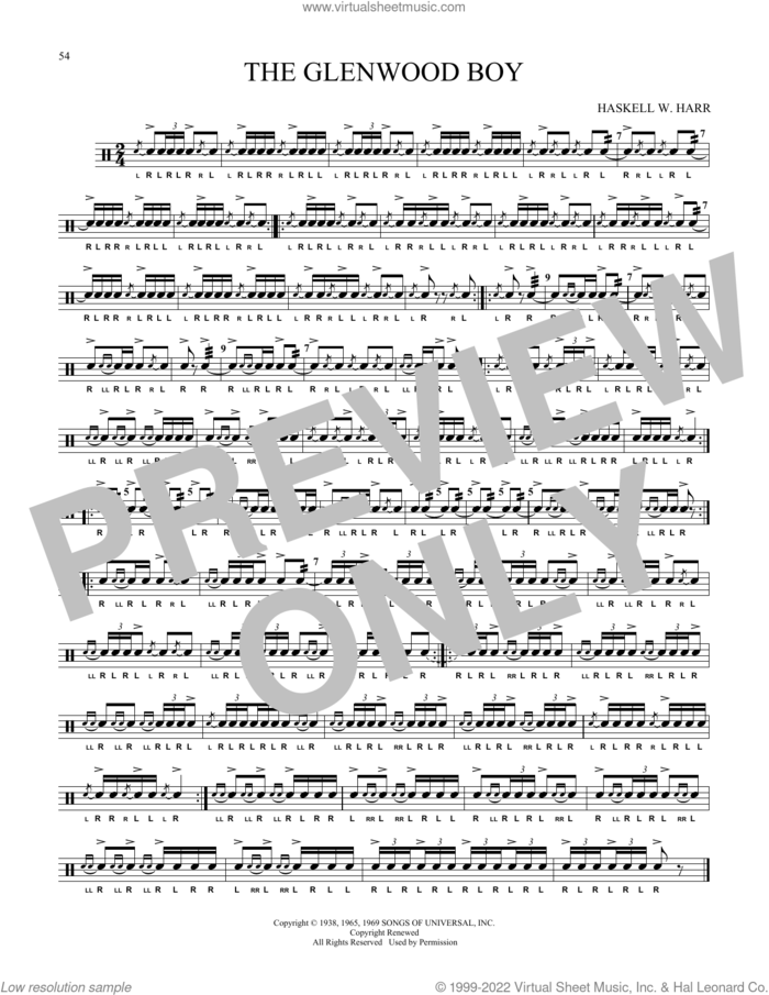 The Glenwood Boy sheet music for Snare Drum Solo (percussions, drums) by Haskell W. Harr, classical score, intermediate skill level