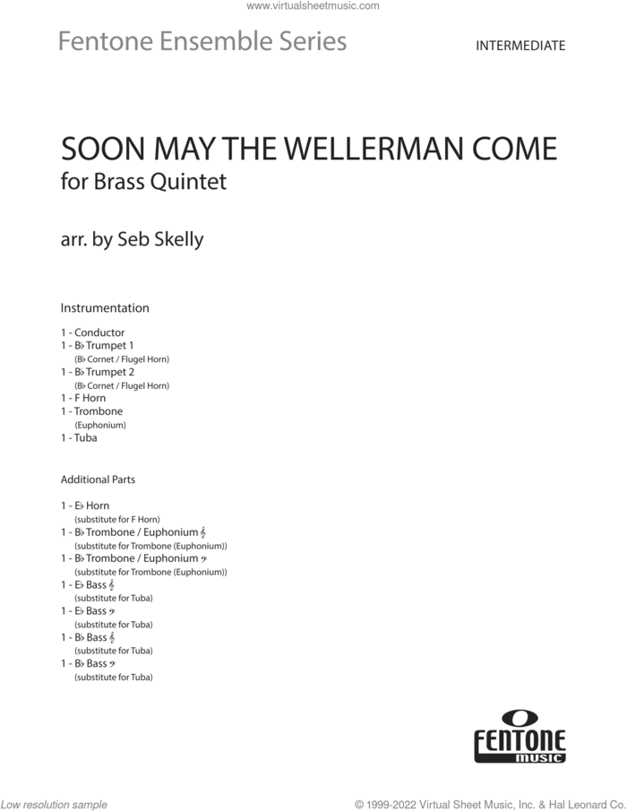 Soon May the Wellerman Come (for Brass Quintet) (arr. Seb Skelly) (COMPLETE) sheet music for brass quintet by New Zealand Folksong and Seb Skelly, intermediate skill level