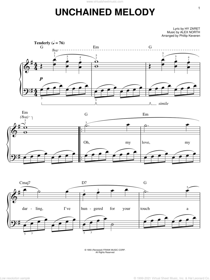 Brothers Unchained Melody Easy Sheet Music For Piano Solo 