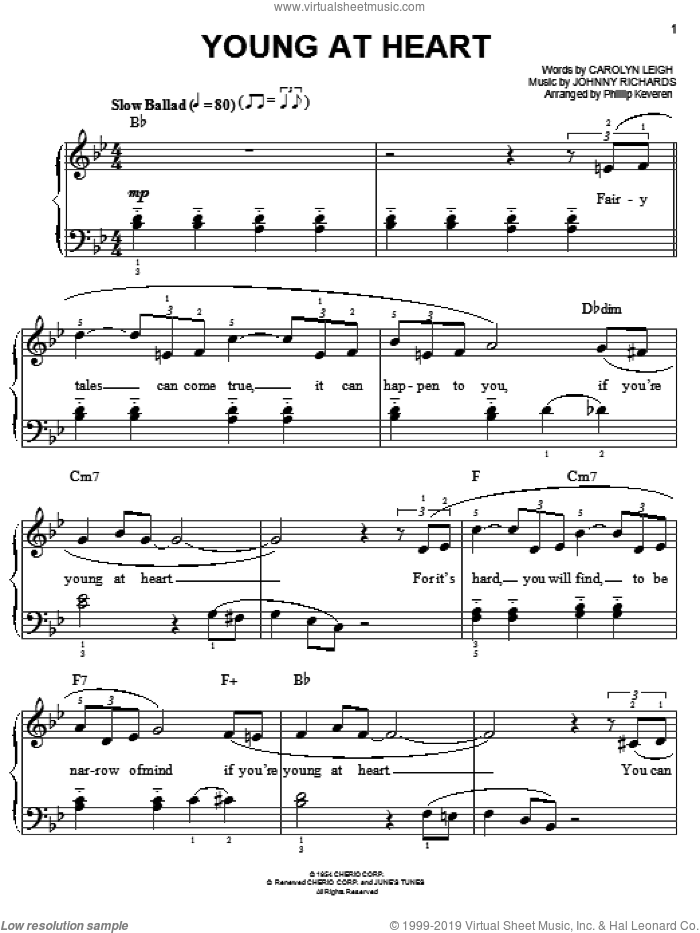 Young At Heart (arr. Phillip Keveren) sheet music for piano solo by Frank Sinatra, Phillip Keveren, Carolyn Leigh and Johnny Richards, easy skill level