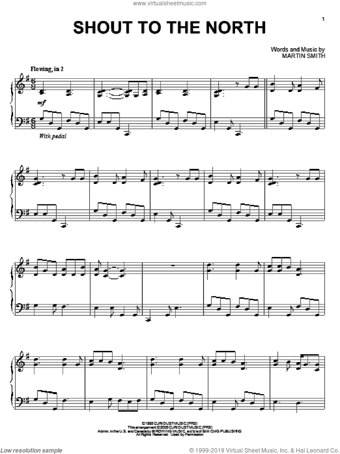 Shout To The North sheet music for piano solo by Delirious? and Martin Smith, intermediate skill level