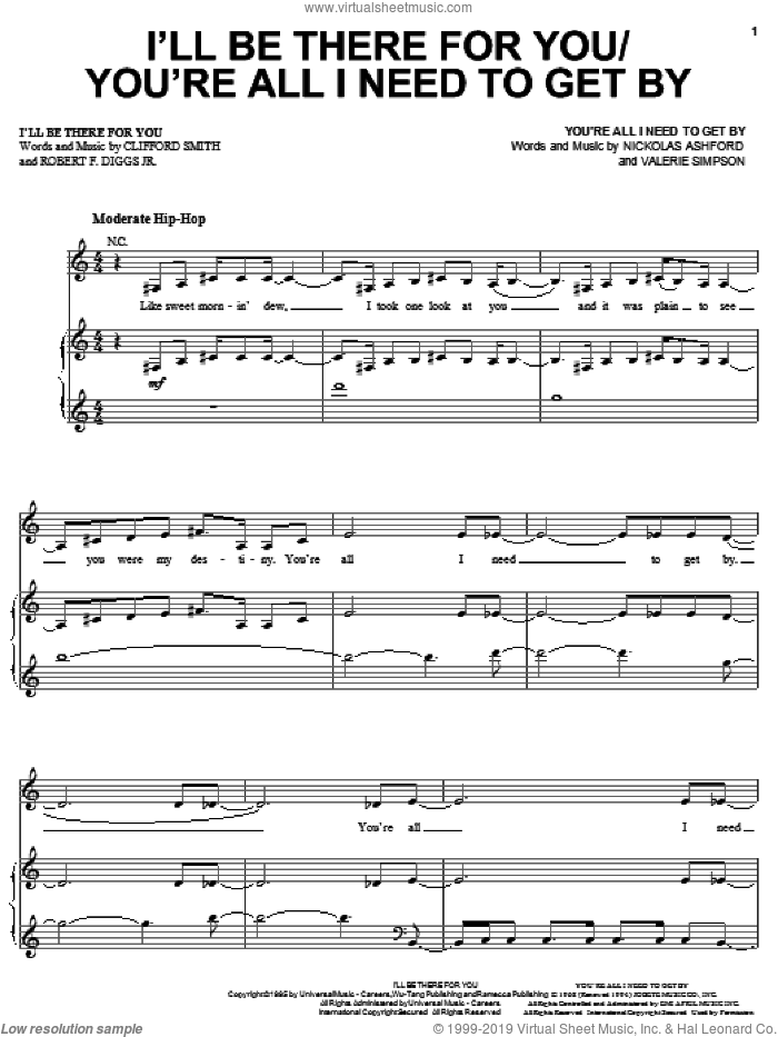 I'll Be There For You sheet music for voice, piano or guitar by Mary J. Blige, Method Man, Clifford Smith and Robert F. Diggs Jr., intermediate skill level