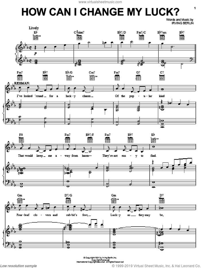 How Can I Change My Luck? sheet music for voice, piano or guitar by Irving Berlin and Face The Music (Musical), intermediate skill level