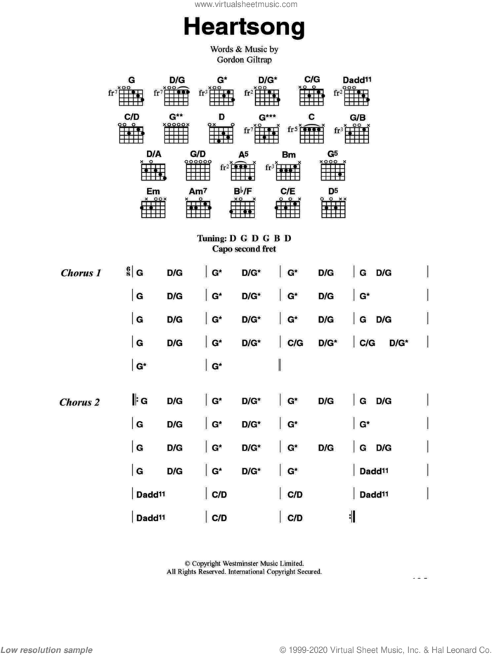 Heartsong sheet music for guitar (chords) by Gordon Giltrap, intermediate skill level
