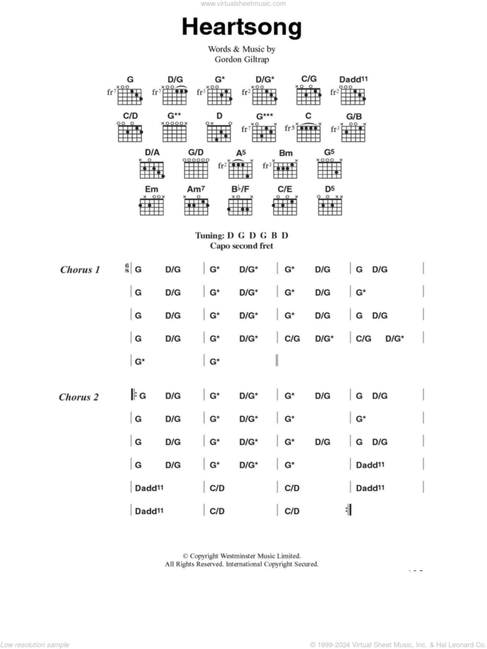 Heartsong sheet music for guitar (chords) by Gordon Giltrap, intermediate skill level