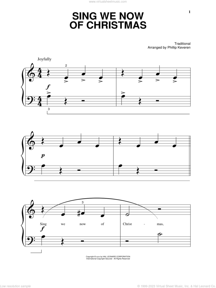 Sing We Now Of Christmas sheet music for piano solo (big note book), easy piano (big note book)