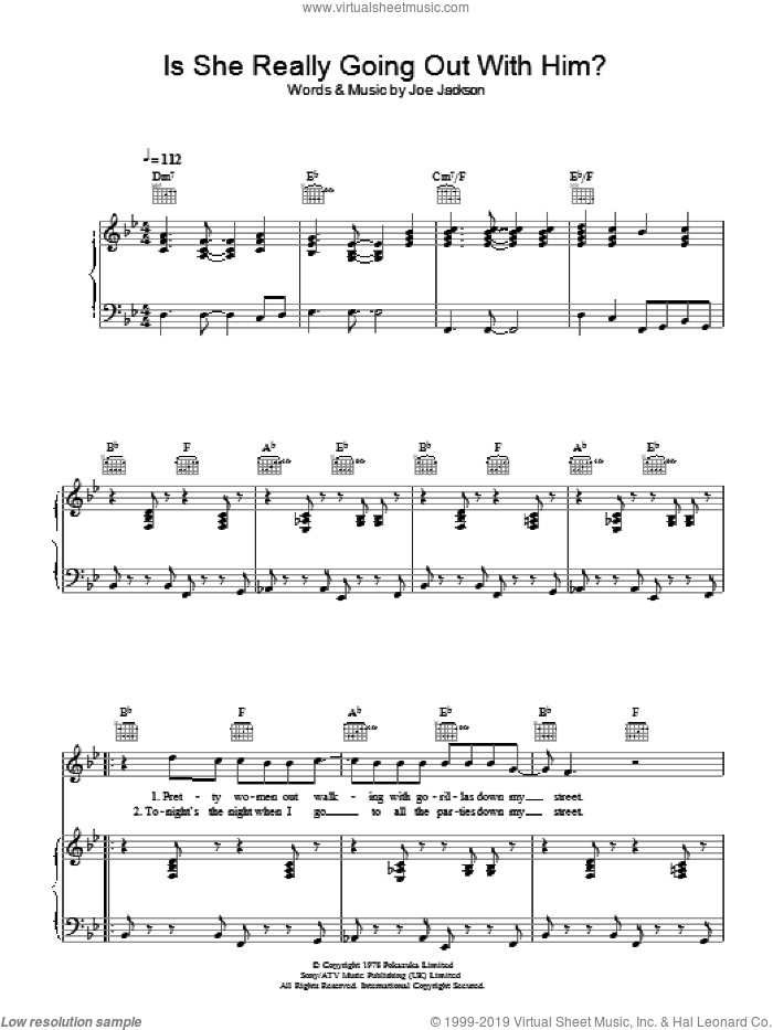 Is She Really Going Out With Him? sheet music for voice, piano or guitar by Joe Jackson, intermediate skill level