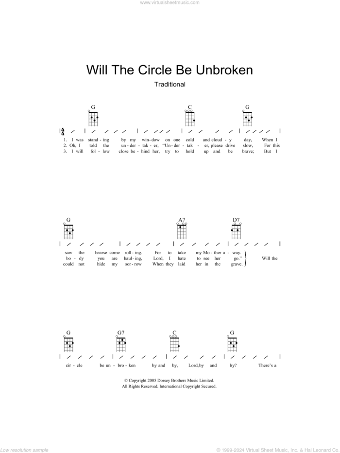 Will The Circle Be Unbroken sheet music for guitar (chords), intermediate skill level