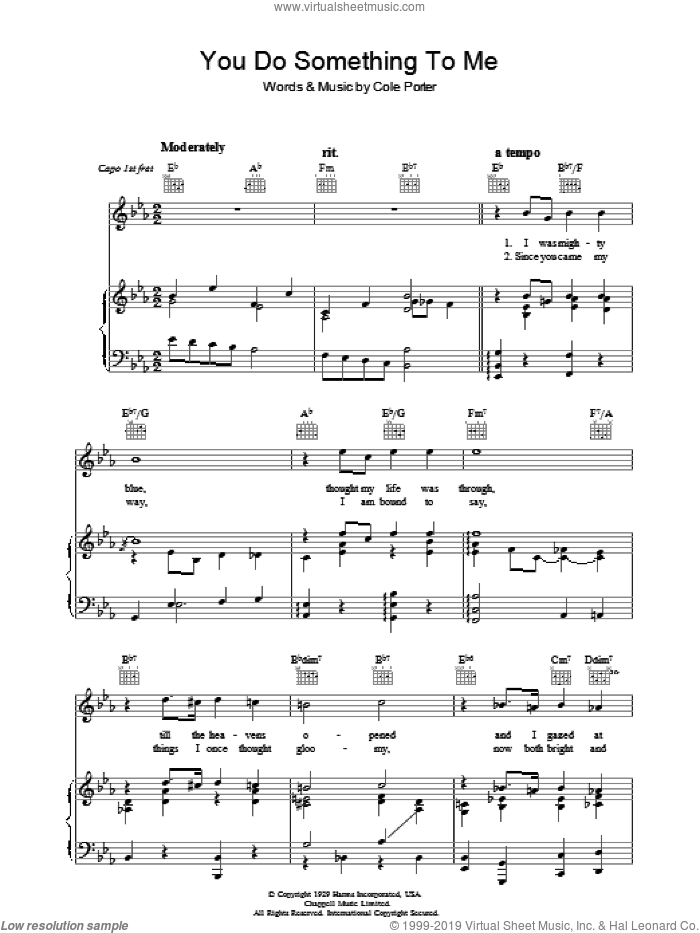 You Do Something To Me sheet music for voice, piano or guitar by Cole Porter, intermediate skill level