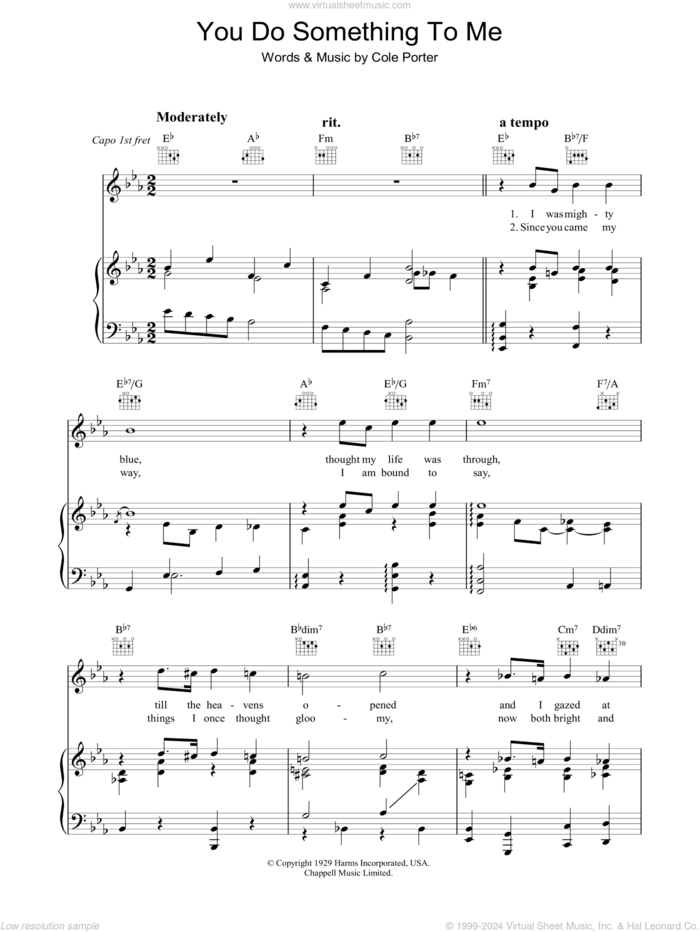 You Do Something To Me sheet music for voice, piano or guitar by Cole Porter, intermediate skill level