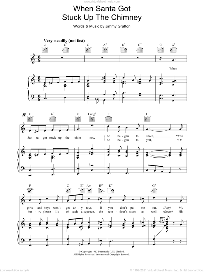 When Santa Got Stuck Up The Chimney sheet music for voice, piano or guitar by Jimmy Grafton, intermediate skill level