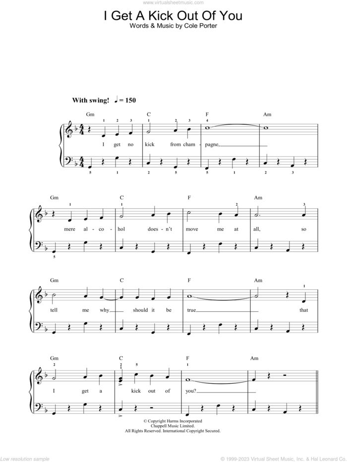 I Get A Kick Out Of You sheet music for piano solo by Frank Sinatra and Cole Porter, easy skill level