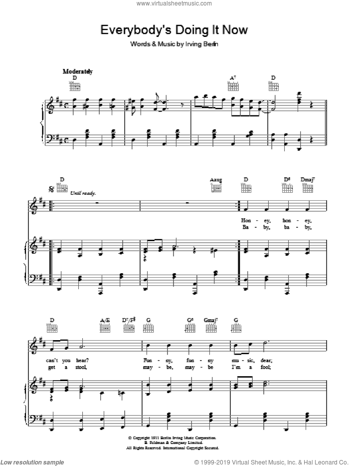 Everybody's Doing It (Now) sheet music for voice, piano or guitar by Irving Berlin, intermediate skill level