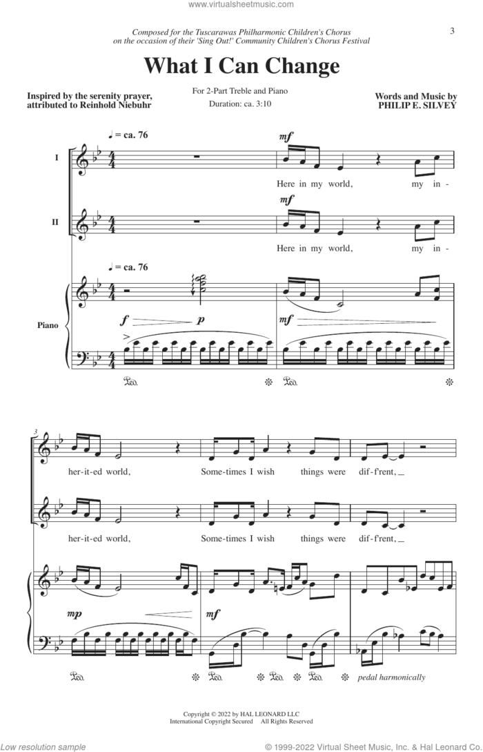 What I Can Change sheet music for choir (2-Part) by Philip Silvey, intermediate duet