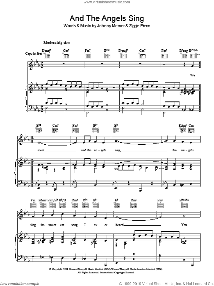 And The Angels Sing sheet music for voice, piano or guitar by Johnny Mercer and Ziggy Elman, intermediate skill level