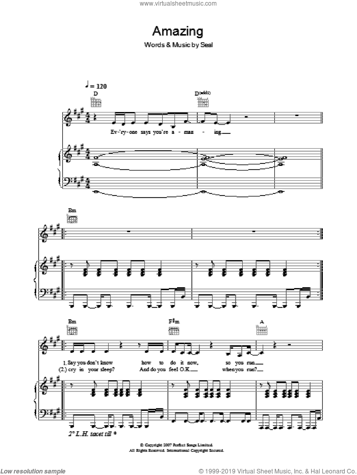 Amazing sheet music for voice, piano or guitar by Manuel Seal, intermediate skill level