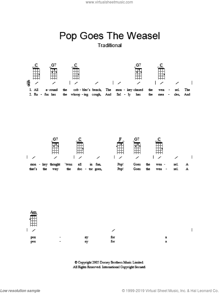 Pop Goes The Weasel sheet music for guitar (chords), intermediate skill level