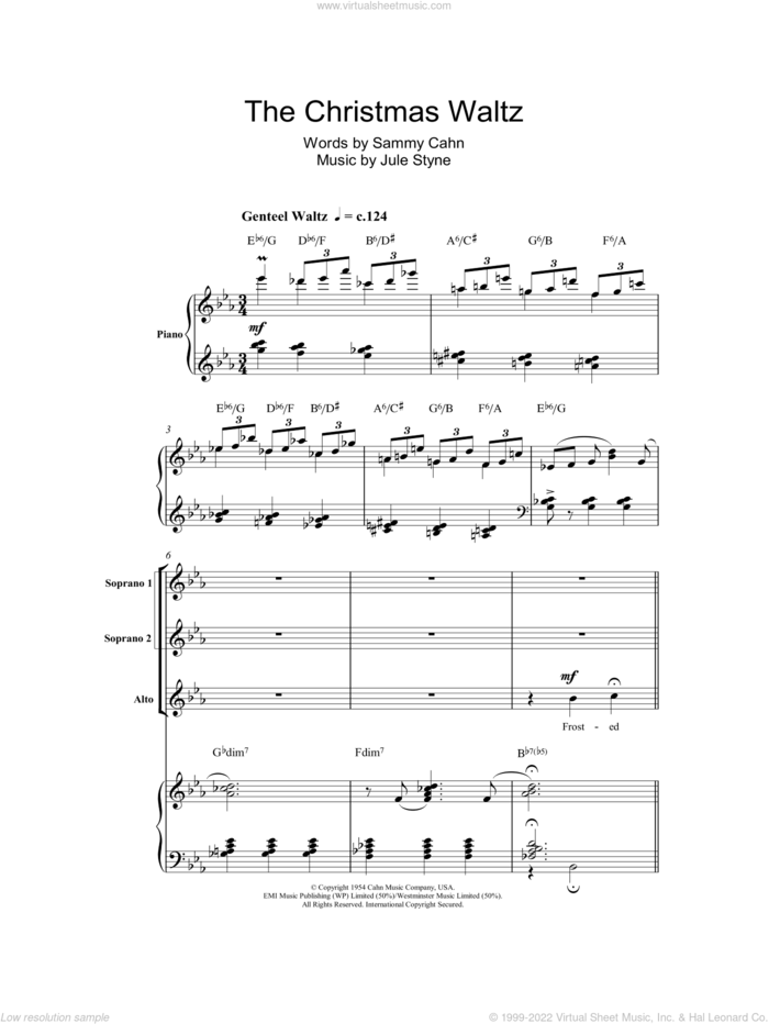 The Christmas Waltz (arr. Berty Rice) sheet music for choir (SSA: soprano, alto) by Sammy Cahn, Berty Rice and Jule Styne, intermediate skill level